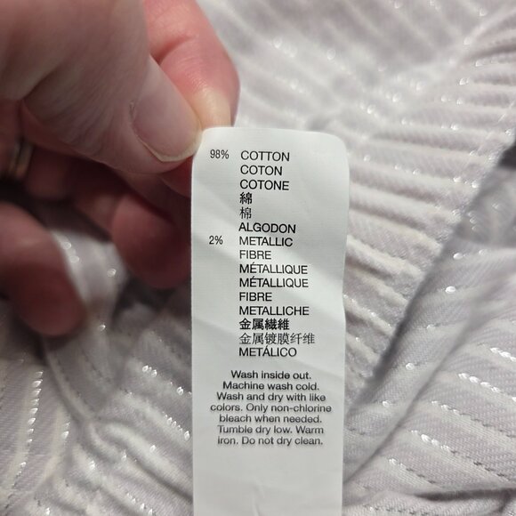 Gap Body Large Light Gray Metallic Drawstring Lightweight Cotton Lounge Pants - Picture 10 of 10